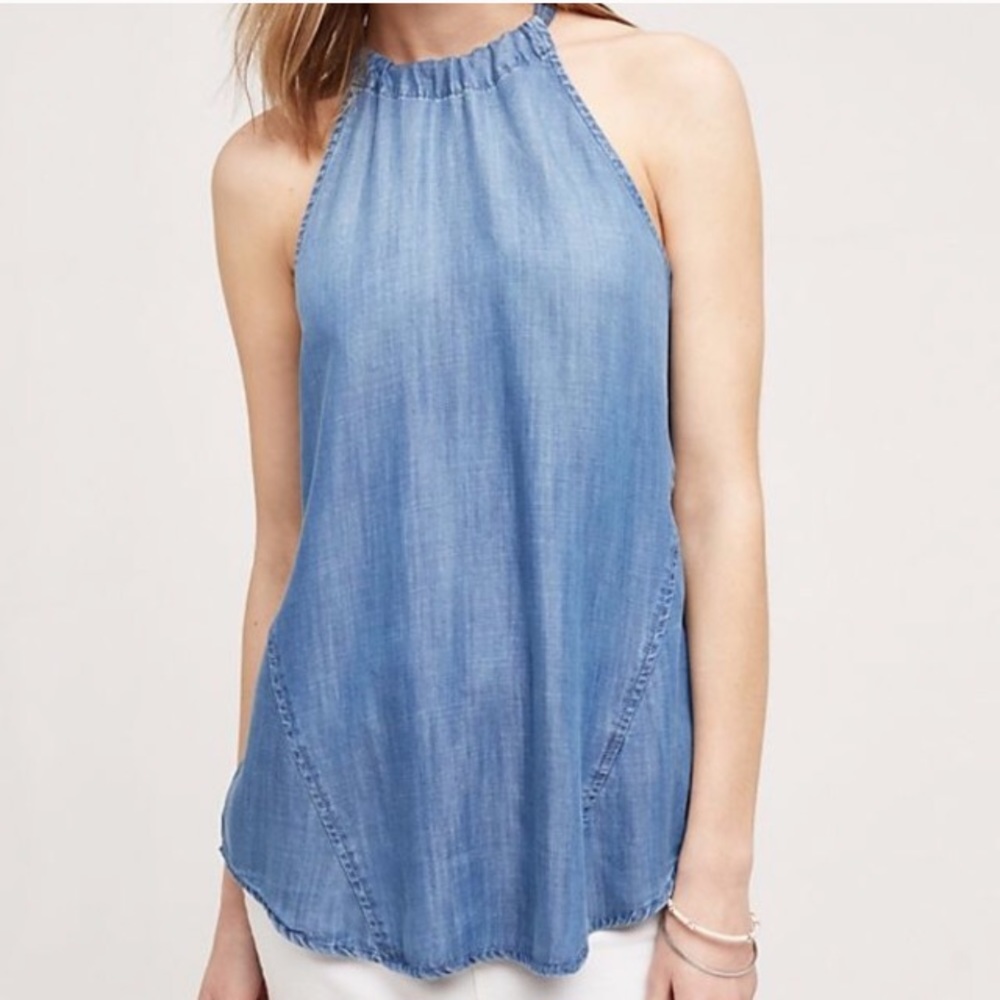 Anthropologie Cloth & Stone Peach Linen Swing Tank